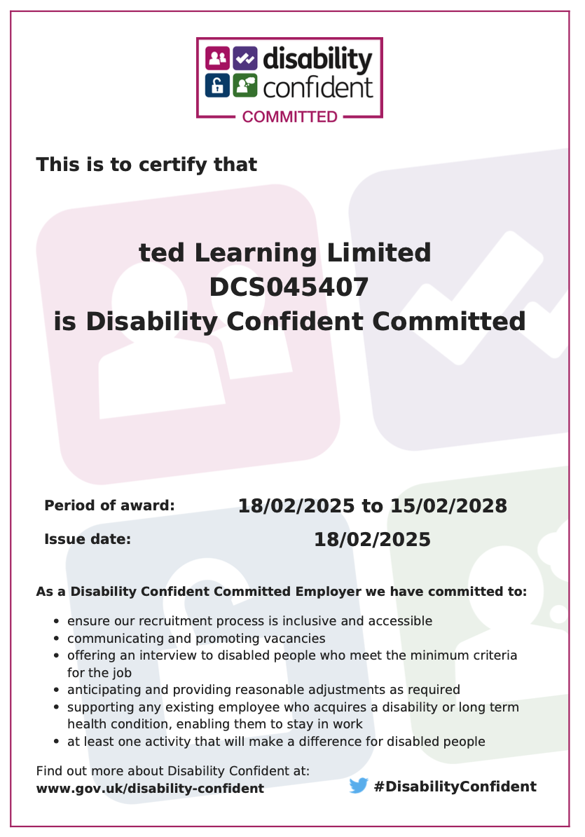 Disability Confident Employer Certificate
